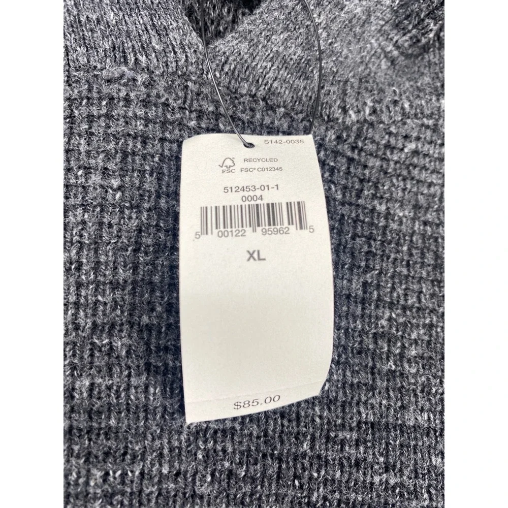 Banana Republic Hoodie Sweater Mens XL Gray Waffle Knit Pullover Recycled New
